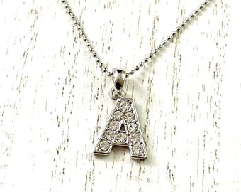Letter Pendant, CZ Micro Pave Initial Letter Charm Necklace, Return gifts under 5 dollar, Initial Pendant, Minimalist, Cz Initial Necklace