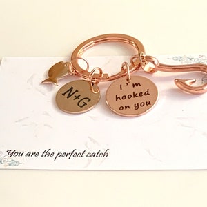 I'm hooked On You, Paare Schlüsselanhänger, Rosegold, Freundin Geschenk, Freund Schlüsselanhänger, Verliebte Schlüsselanhänger, personalisierte Geschenke für Ihn Sie