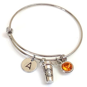 coffee jewelry,, Coffee Bracelet Personalized Coffee Jewelry, Beverage bracelet, Coffee Lover Gift Idea, Coffee Themed Gifts Coffee bangle