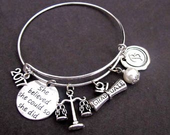 Law Graduation Bracelet Grad Gift For Lawyer S School Graduate She Believed Could So Did