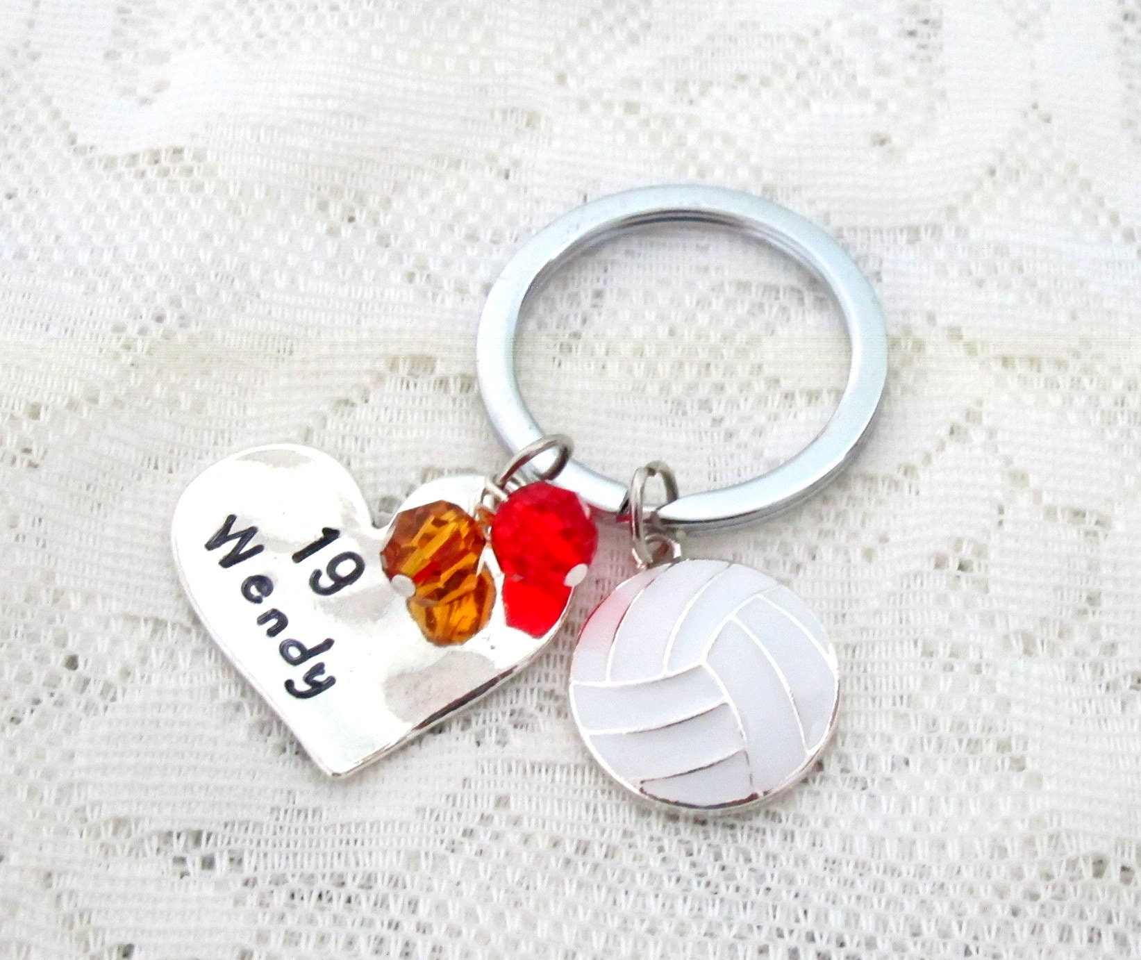 Hand Stamped Personalized Volleyball Keychain Basketball Senior Night Gifts Girls Volleyball Gift Basketball Keychain Basketball Gifts