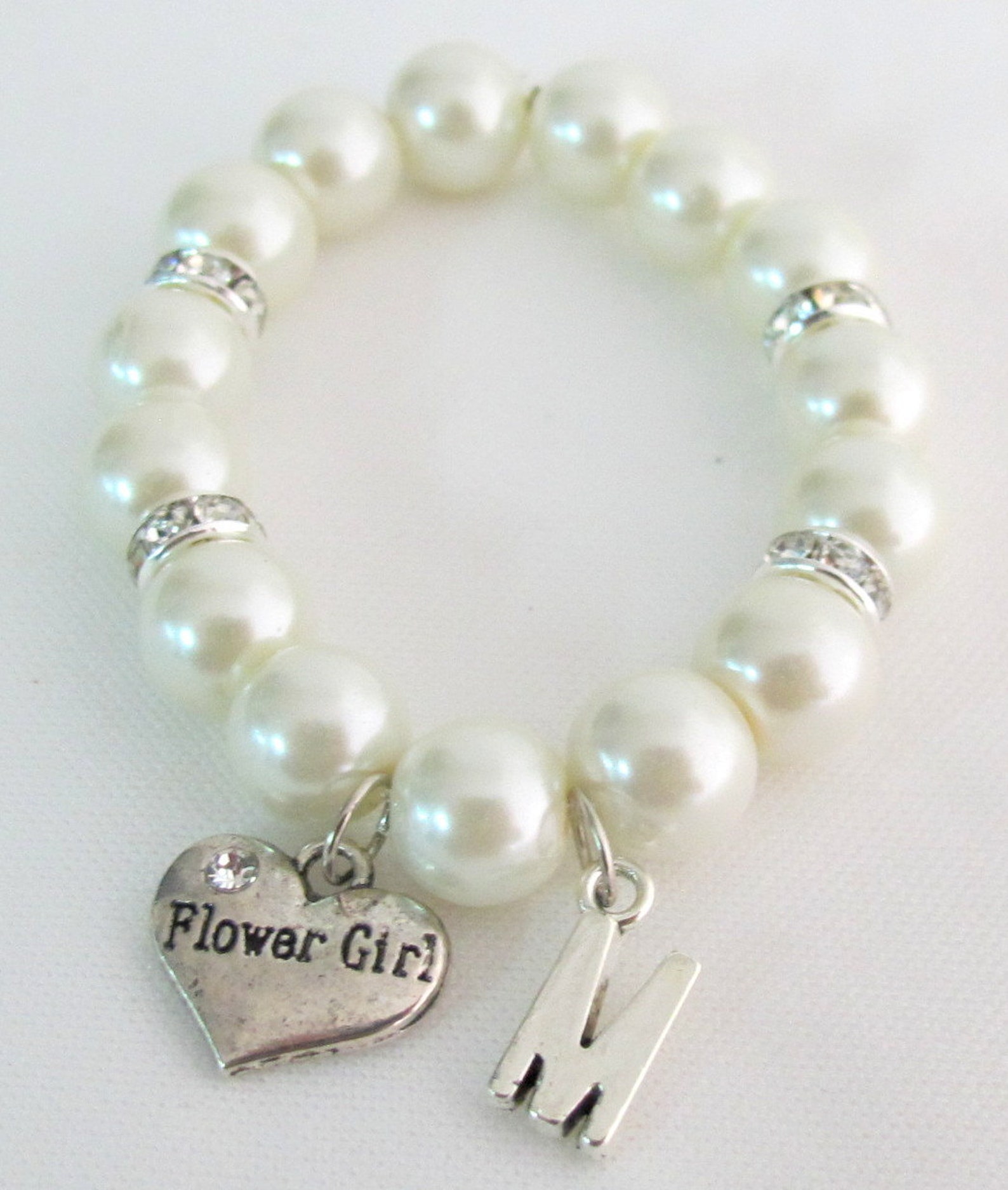Flower Girl Personalized Bracelet Initial Name Bracelet Junior Etsy