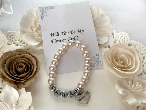 Simple Pearl Bracelet Wedding Bracelet on Silver or Gold Chain Child Bracelet Pearl Flower Girl Bracelet Flower Girl Jewelry