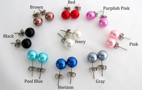 Glass Pearl Stud Earrings Glass Pearl Earrings Pearl Post Earrings 9 Colors 8mm Pearl Stud Earrings Pink Pearl Stud Ivory Pearl Stud Etsy Ireland