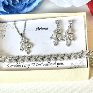 Presente personalizado para damas de honra Brincos de dama de honra colar pulseira, joias de casamento em ouro rosa prata ouro, brincos de noiva, dama de honra