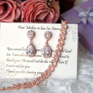 Bridesmaid gift, Personalized rose Gold Bridesmaid Jewelry, Bridesmaid Bracelet, Bridal Jewelry Set, Bridal Party Gifts