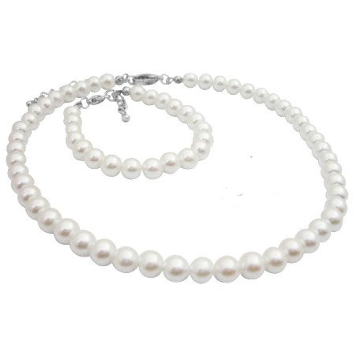 Baptism Pearl Necklace White Pearl Jewelry Set White Pearls Set