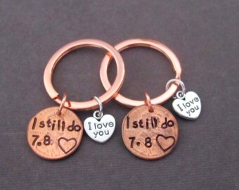 I Still Do Lucky Penny Keychain, I love You Heart Charm, Custom Anniversary Gift, Couples Jewelry,Wife Gift, Husband Gift, Free Shipping USA