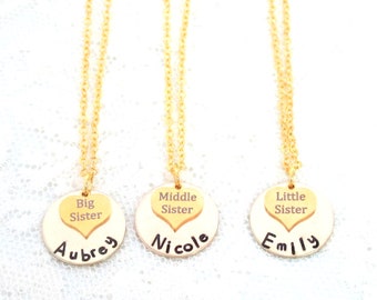 Sisters Necklace, Custom Birthday Gift for Little Sister, Gift for Big Sister Necklace, Gift for Sister, Middle Sister, Sister Themed Gifts