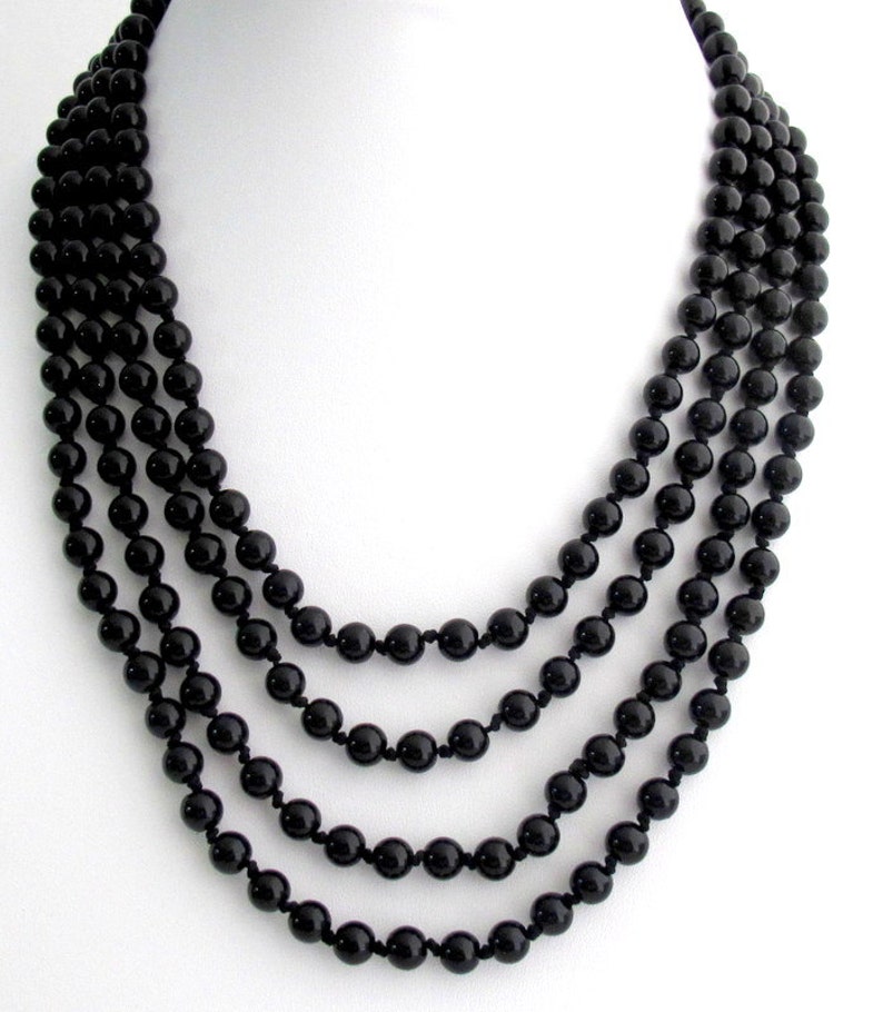 Black Pearl 100 Inches Long Necklace Hand Knotted Pearl Etsy
