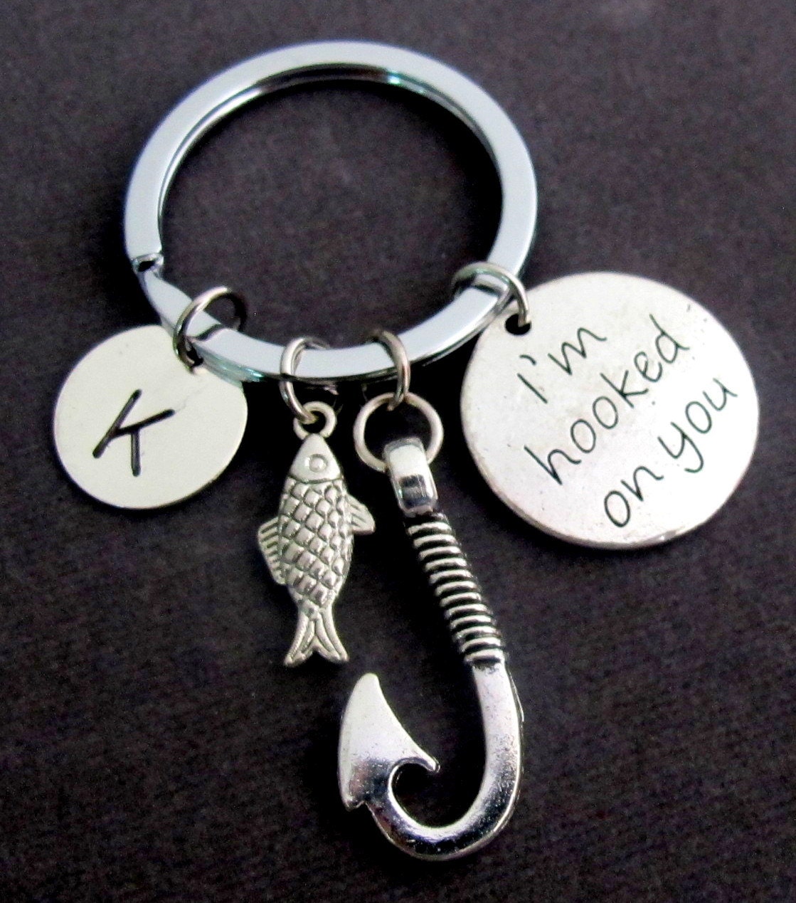 I'm Hooked On You Keychain with Fish Hook and Cute Fish Etsy