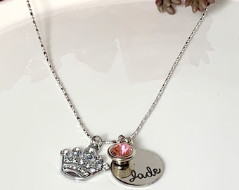 Princess Necklace Princess Crown Necklace Princess Name Necklace Little Girl Necklace,Young Girls Jewelry