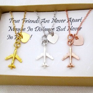 Friendship Necklace,3 Best Friend Gifts,Sister Necklace,Airplane necklace,Distance Jewelry,3 sister gift,Gift for Cousin,Flight Attendant