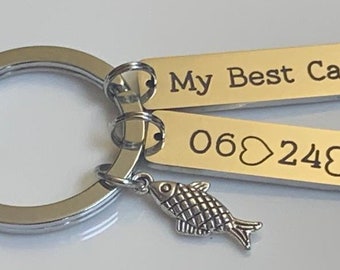 My Best Catch Key Chain,Fishing Keychain with Cute Fish Charm, My Best Catch Gift for him, Personalized Anniversary gift