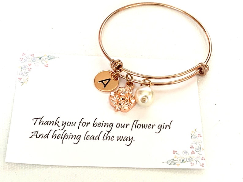 Rose Gold Flower Girl Bracelet Flower Girl Bangle Etsy