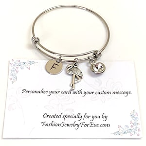 Flamingo Bracelet, Personalize Flamingo bracelet, Flamingo Lover Flamingo Themed Bangle, Birthday Jewelry Flamingo Jewelry Inspirational Her