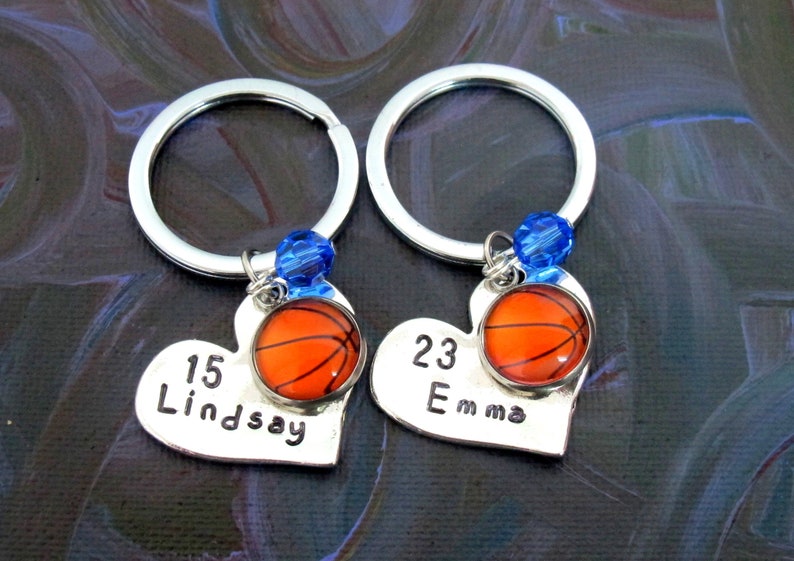 Hand Stamped Personalized Volleyball Keychain Basketball Senior Night Gifts Girls Volleyball Gift Basketball Keychain Basketball Gifts