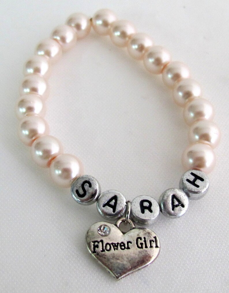 Personalized Flower Girl Bracelet Flower girl name bracelet Etsy