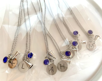 Personalized Cheerleader Necklace - Cheer Team Necklaces -Hand stamped Initial Necklace Initial Cheer Squad Necklaces Cheer team gift