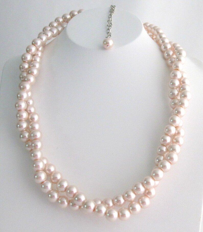 Blush Pink Pearl Necklace Twisted Pearl Necklace Baby Pink Etsy