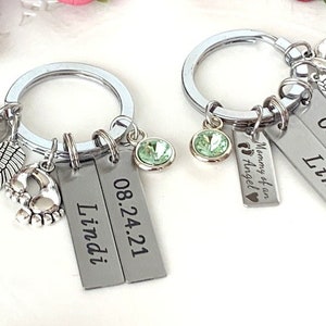 Custom Miscarriage Loved Keyring, Baby Angel Keychain Set, Mommy&#39;s Keychain Daddy&#39;s Keychain, Infant Loss Miscarriage Keychain, Memorial