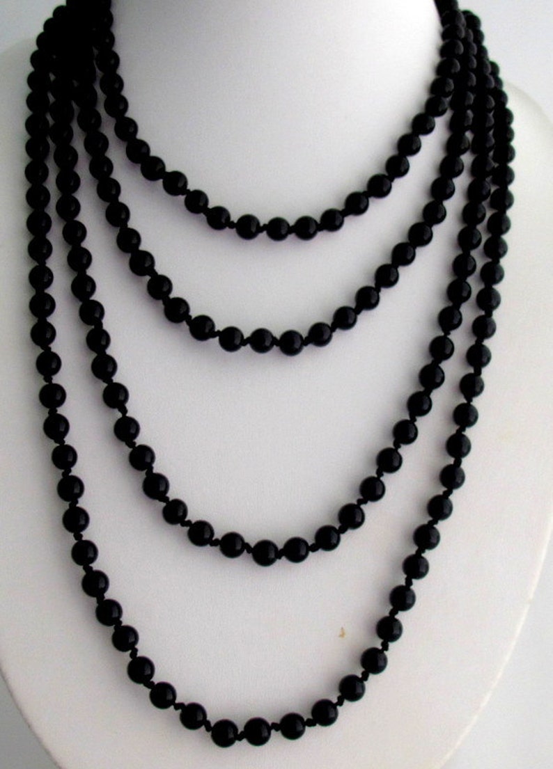 Black Pearl 100 Inches Long Necklace Hand Knotted Pearl Etsy