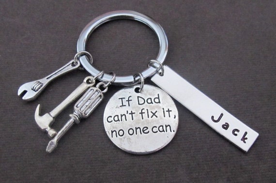 Keychain If Dad Can't Fix It No One Can Hand Tools Hammer Wrench Keyring 