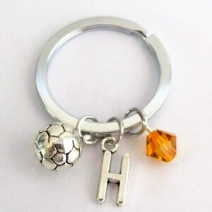 Soccer key chain Sport Keychain Soccer team Gift Personalized Initial Key chain Soccer Charm Key Chain Custom Keychain Free Shipping to USA