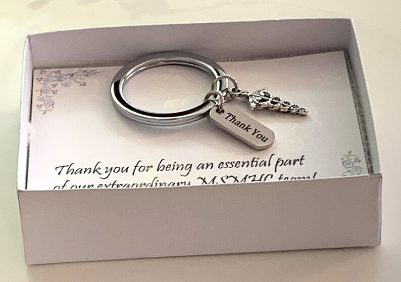 thumbnail image 2 of Thank You Appreciation Gift Keychain – Stainless Steel Key Ring, Silver, Modern, China 2 of 3