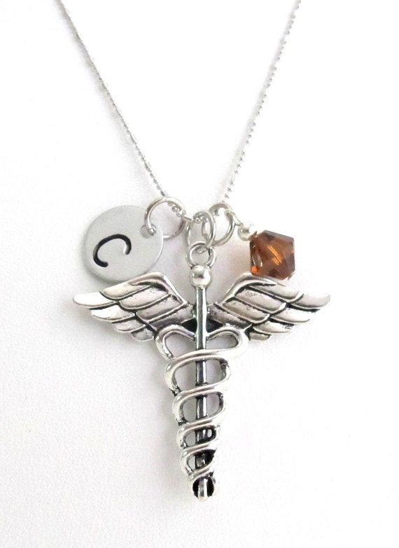 Medical Necklace Initial Necklace Birthstone Necklace Doctor Etsy