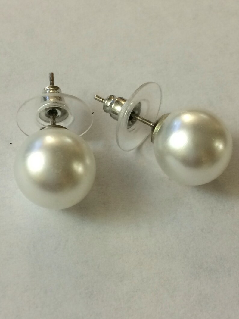 12mm Pearl Stud Earrings Ivory Pearl Stud Earrings Wedding | Etsy