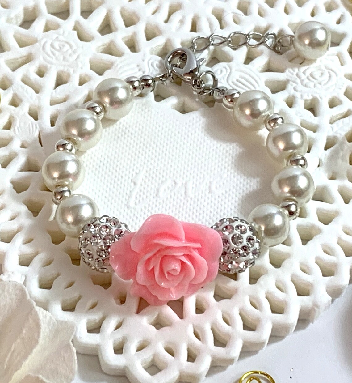 Flower Girl Bracelet Flower Girl Gift Pearl Childrens Etsy
