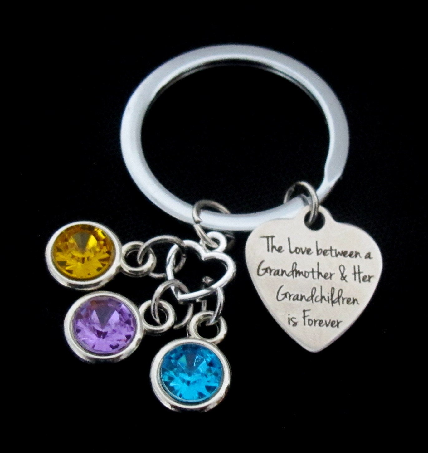 Grandma Gift Mothers day Gifts Birthstone Charm keychain