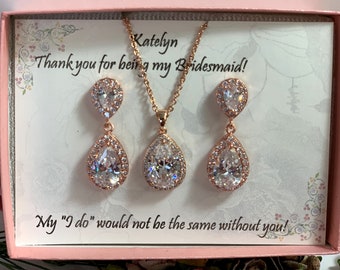 Personalized bridesmaid gifts, Mother of the groom jewelry gift,  Bridesmaid earrings,Cubic Zirconia Earrings, Tear drop bridesmaid earrings