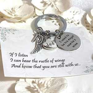 Dad was my hero, I used to be his angel now he is mine personalized Keychain, In memory of Dad, Father Memorial Jewelry,Dad Remembrance gift