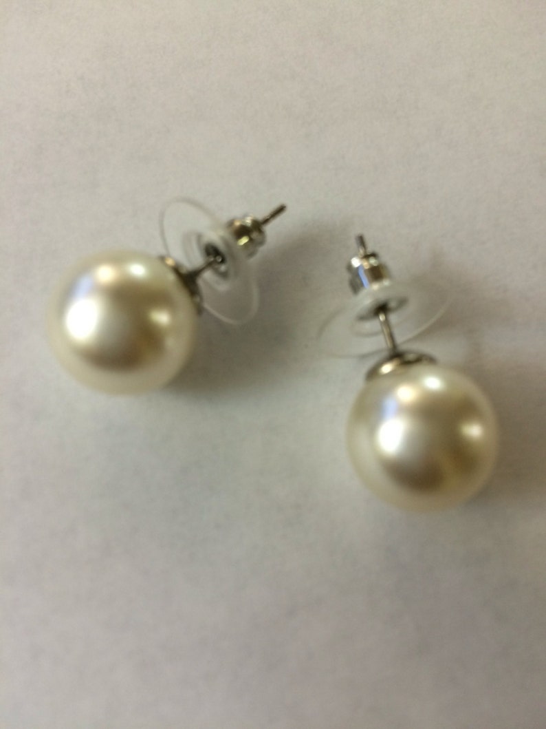 12mm Pearl Stud Earrings Ivory Pearl Stud Earrings Wedding | Etsy
