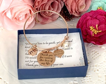 Mother of Groom Wedding gift,Mother In Law Bangle Jewelry,Gift from Bride, Mother of the bride gift, Wedding Gift, Rehearsal Dinner Presents