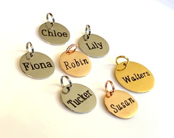 Name charm, Name or Date Charm. Personalized name charm, Customized charm, Personalized Custom Text or Name Tag Rose Gold, Gold or Silver