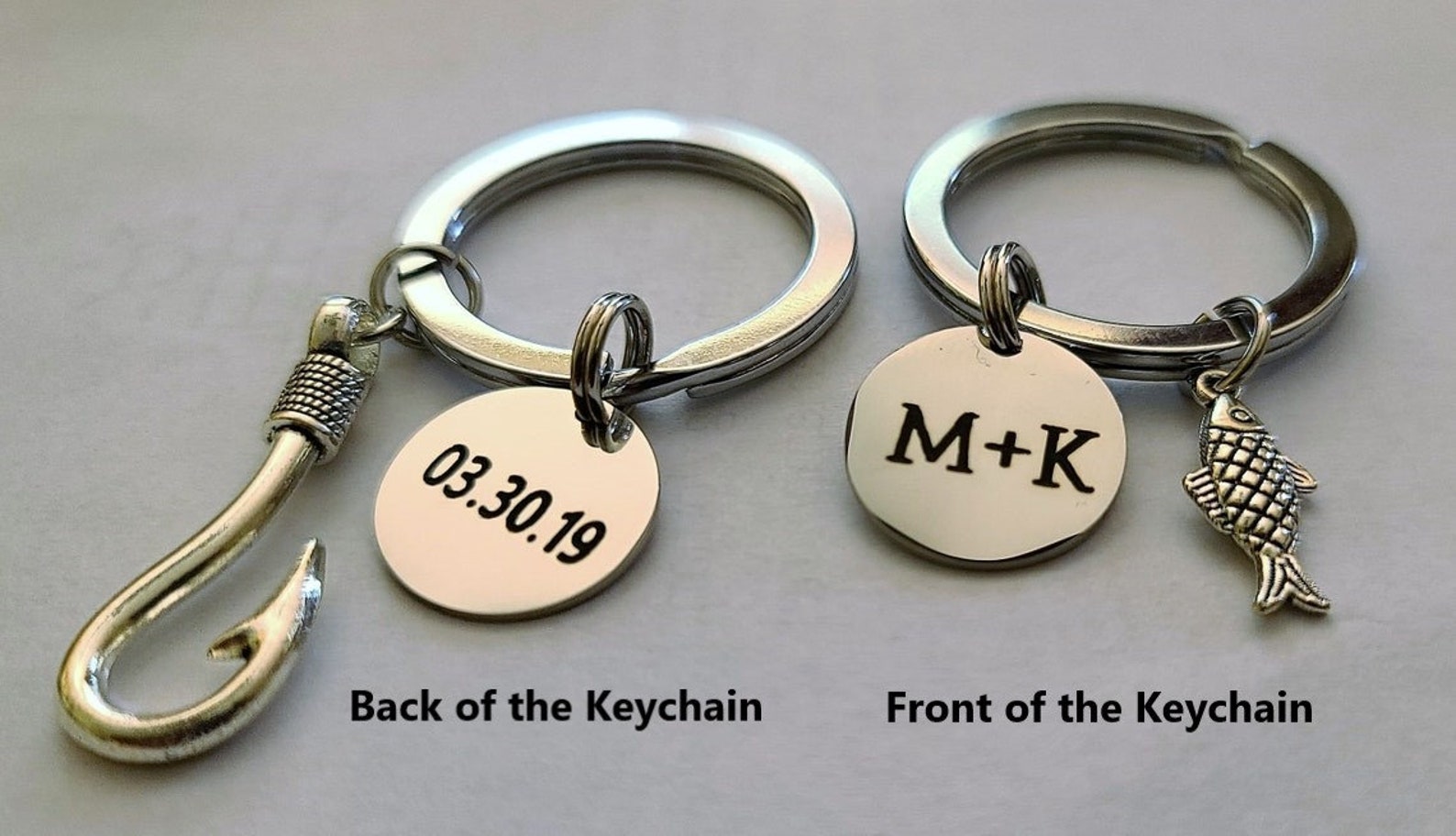Personalized Fish Hook Keychain Set, Anniversary Gift - Etsy