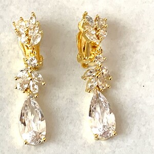 thumbnail image 2 of Cubic Zirconia CZ Dangle Drop Earrings For Women – Gold Hook Earrings, Elegant Gift 2 of 4