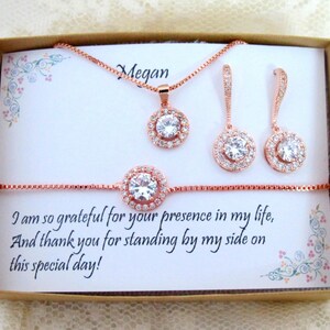 Personalized bridesmaid earrings, wedding earrings, tear drop earrings, bridal party gift, Bridesmaid proposal gift, Rose gold jewelry set