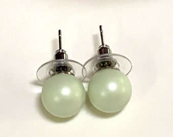 Pastel Green Stud earrings, Pastel Yellow Earrings, Royal blue earrings, Pink Pearl earrings, Ivory pearl , Iridescent Light blue earrings