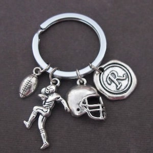 Football player keychain,Football Charm Keychain,Football helmet,Football keychain,Football Team Gift,High School Football,Free Shipping USA