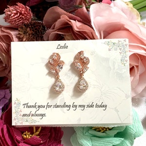 Rose gold wedding earrings, Rose gold bridal earrings, Crystal drop earrings, Bridal Earrings, bridesmaid earrings, Prom earrings CZ jewelry