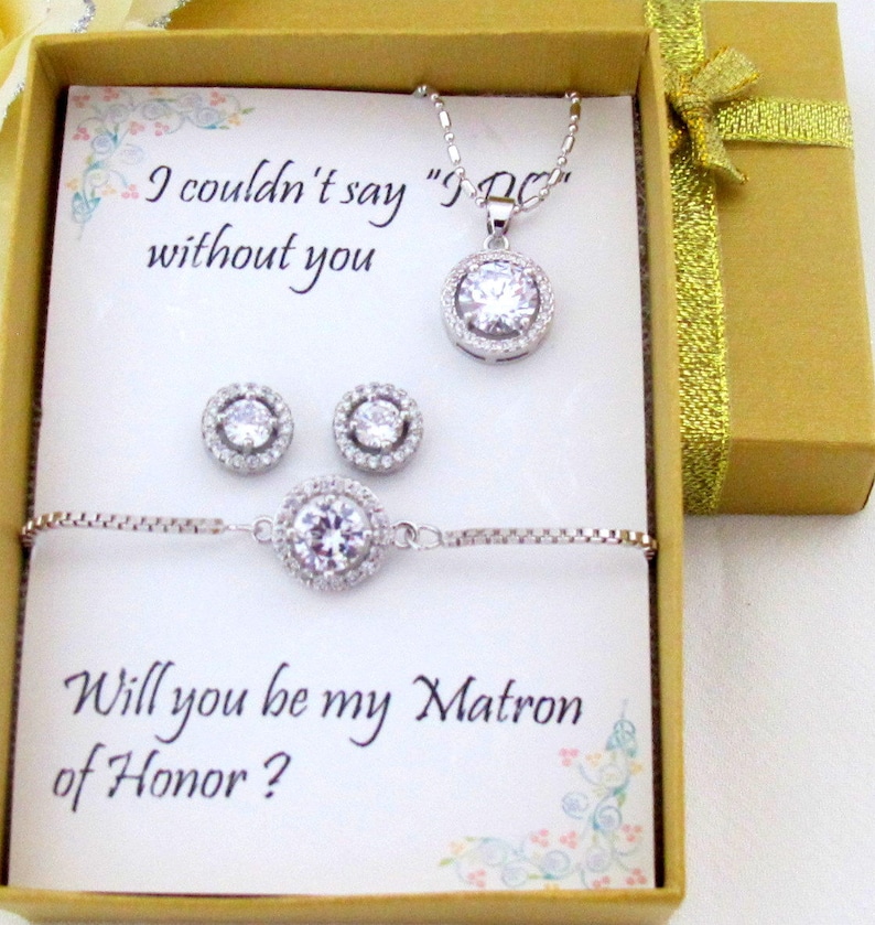 Custom bridesmaid gift necklace earrings set Bridesmaid Etsy