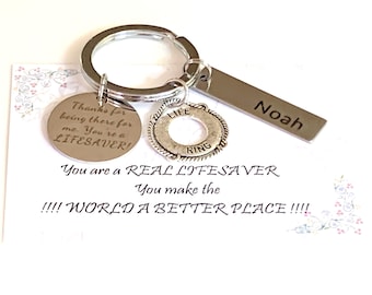 You're a Life Saver, Personalized Gift for lifesaver Thanks for being there for me,Life Saver Keychain, Life Ring Jewelry, Appreciation Gift