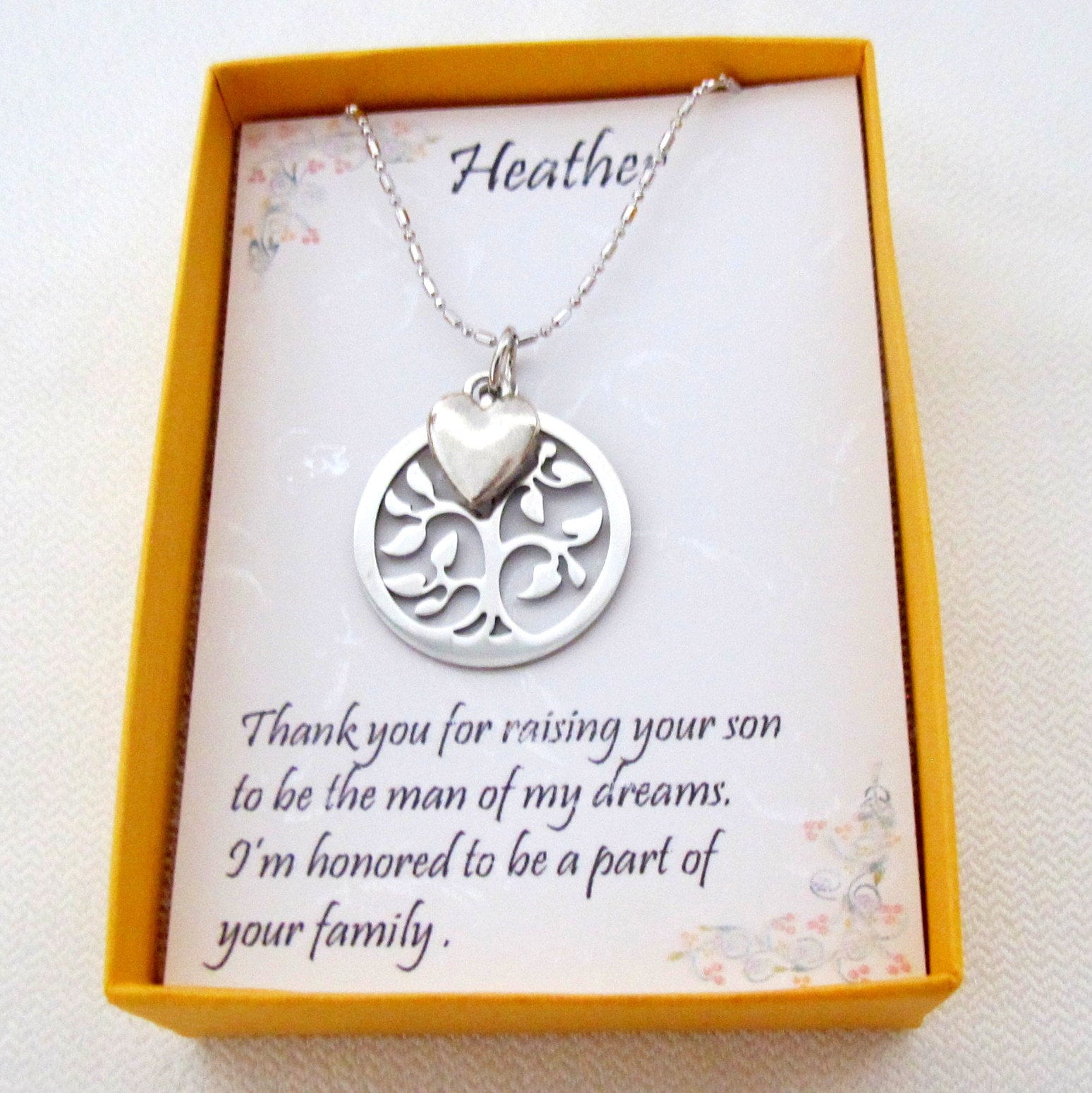 mother of the groom family tree necklace
