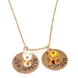 Personalized Engraved Birthstone Necklace Name and birthstone necklace, Gift Ideas for Grandma Nana Gift Baby Name Necklace Mom Gift for mom
