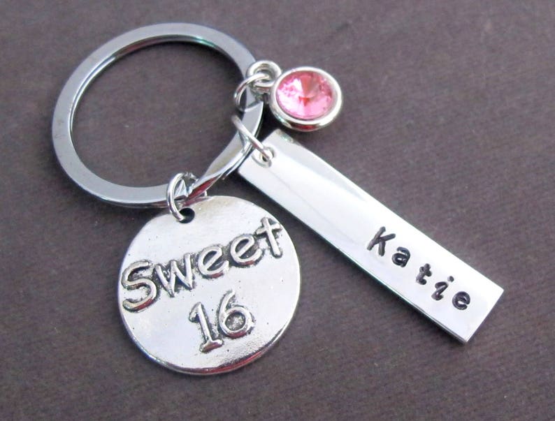 Personalized Sweet 16 Keychain Sweet 16 Gift Sweet 16 Etsy