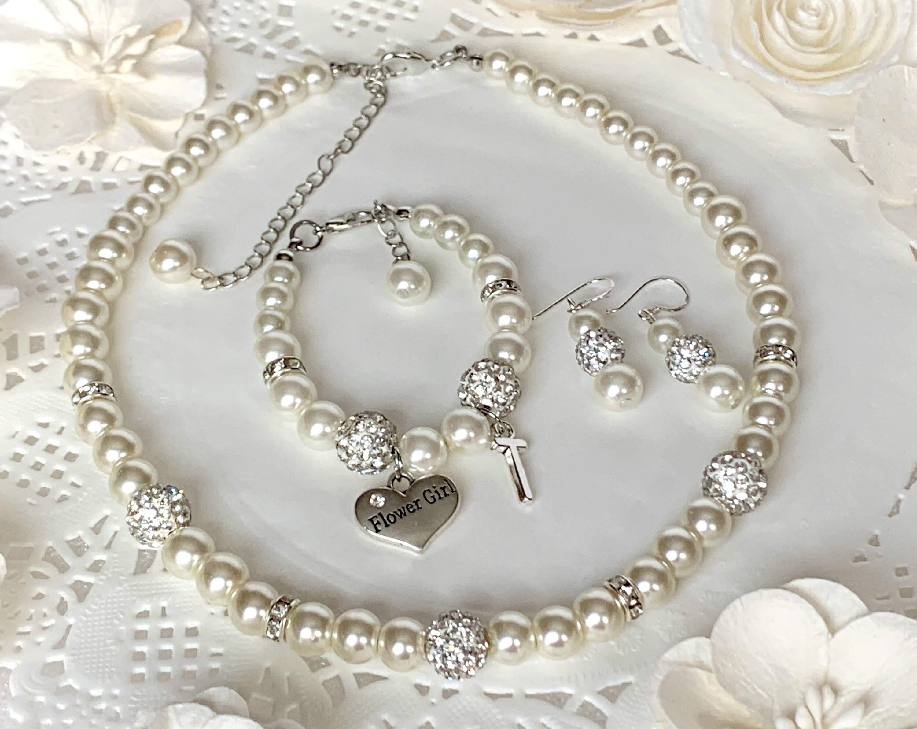 Flower Girl Jewelry Setflower girl necklaceflower girl Etsy